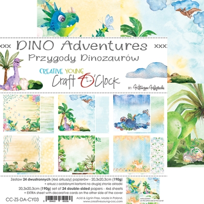 DINO ADVENTURES - ZESTAW PAPIERÓW 20,3X20,3CM
