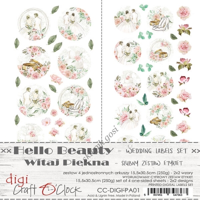 ZESTAW ETYKIET - 01 - HELLO BEAUTY - ŚLUBNY ZESTAW