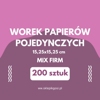 WOREK PAPIERÓW POJEDYNCZYCH 15,2cm x 15,2 cm - MIX FIRM - 200szt
